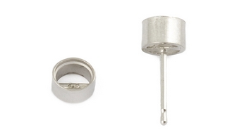 14W 6.5mm Round Bezel Earring (Cast from Metal Mold)
