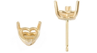 14Y 4mm 2 Claw 1 V End Heart Earring