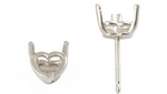 14W 3mm 2 Claw 1 V End Heart Earring