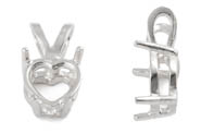 14W 9mm 4 Claw Double Gallery Heart Pendant