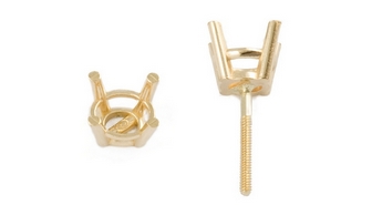 14Y 4.0mm 4 Claw Double Gallery Earring With Threaded Post
